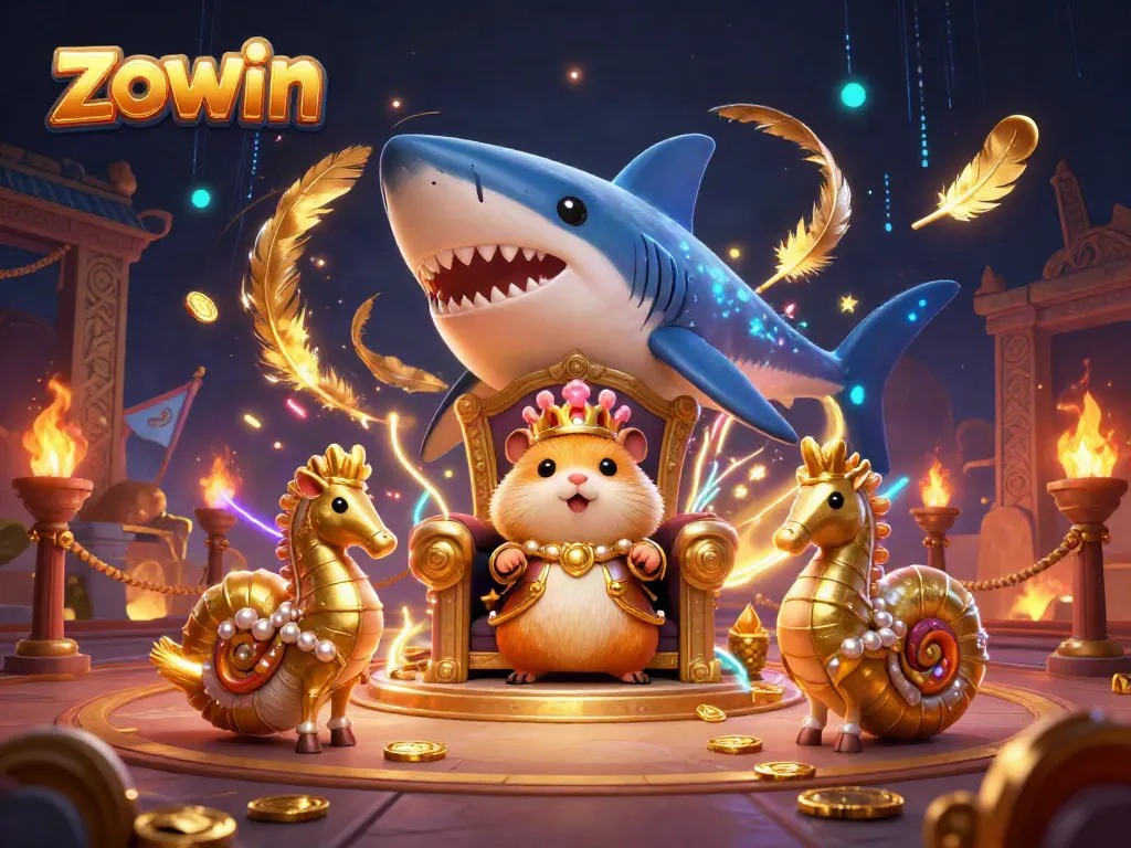 Join the adventure with Zowin's golden hamster king amidst an epic casino scene.