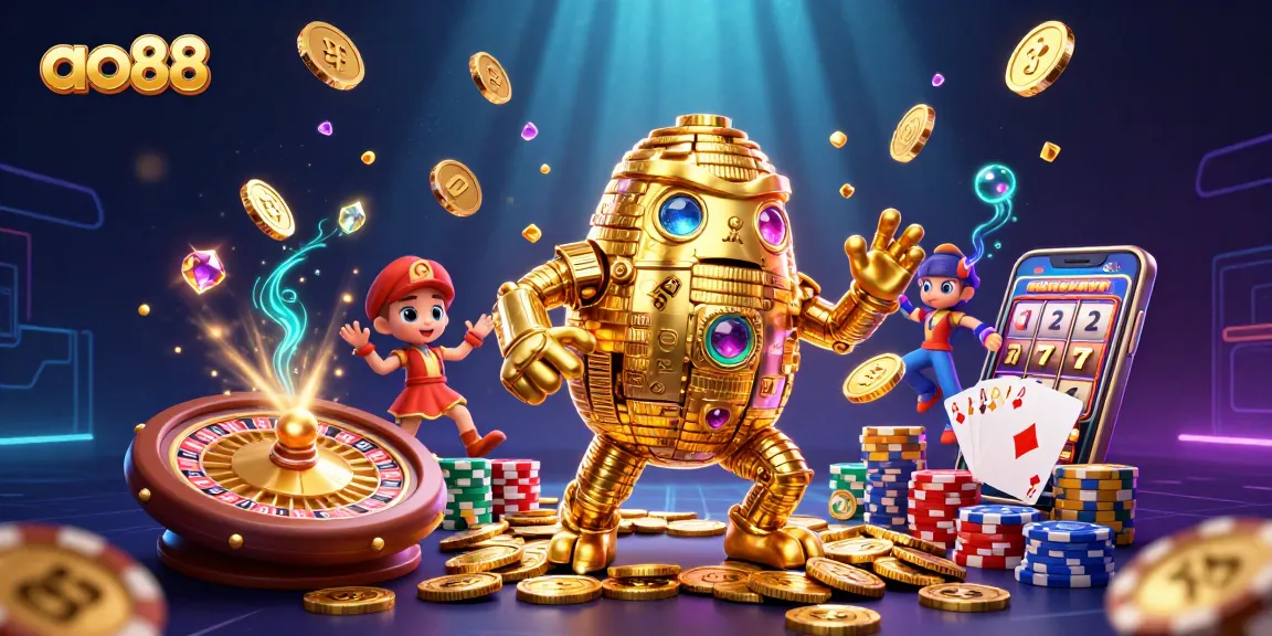 Experience winning with ao88's vibrant casino illustration showcasing jackpot excitement.
